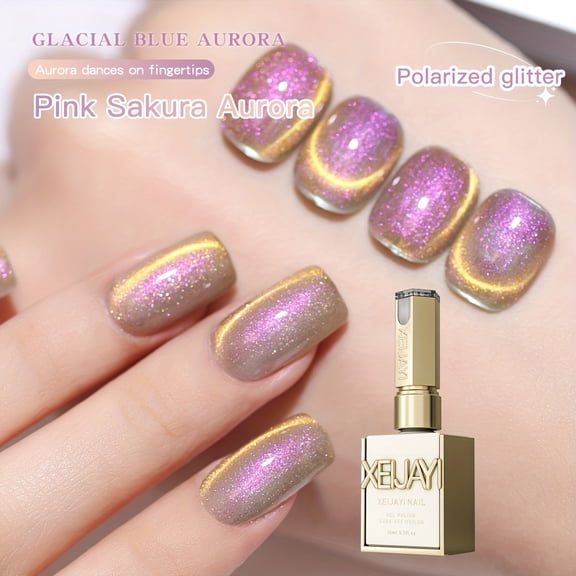 XEIJAYI 15ml Holographic Magnetic Cat Eye Gel Polish  - Reflective Shimmer Nail Art With Alcohol-Free/LED Soak-Off Gel For Salon & DIY, Japanese-Korean Style Nail Designs, Nail Care, DIY Nail Design,