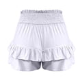 thumbnail image 6 of Lroveb Summer Shorts for Women 2024 High Waisted Ruffle Hem Shorts Pleated Casual Flowy Beach Shorts White, 6 of 6