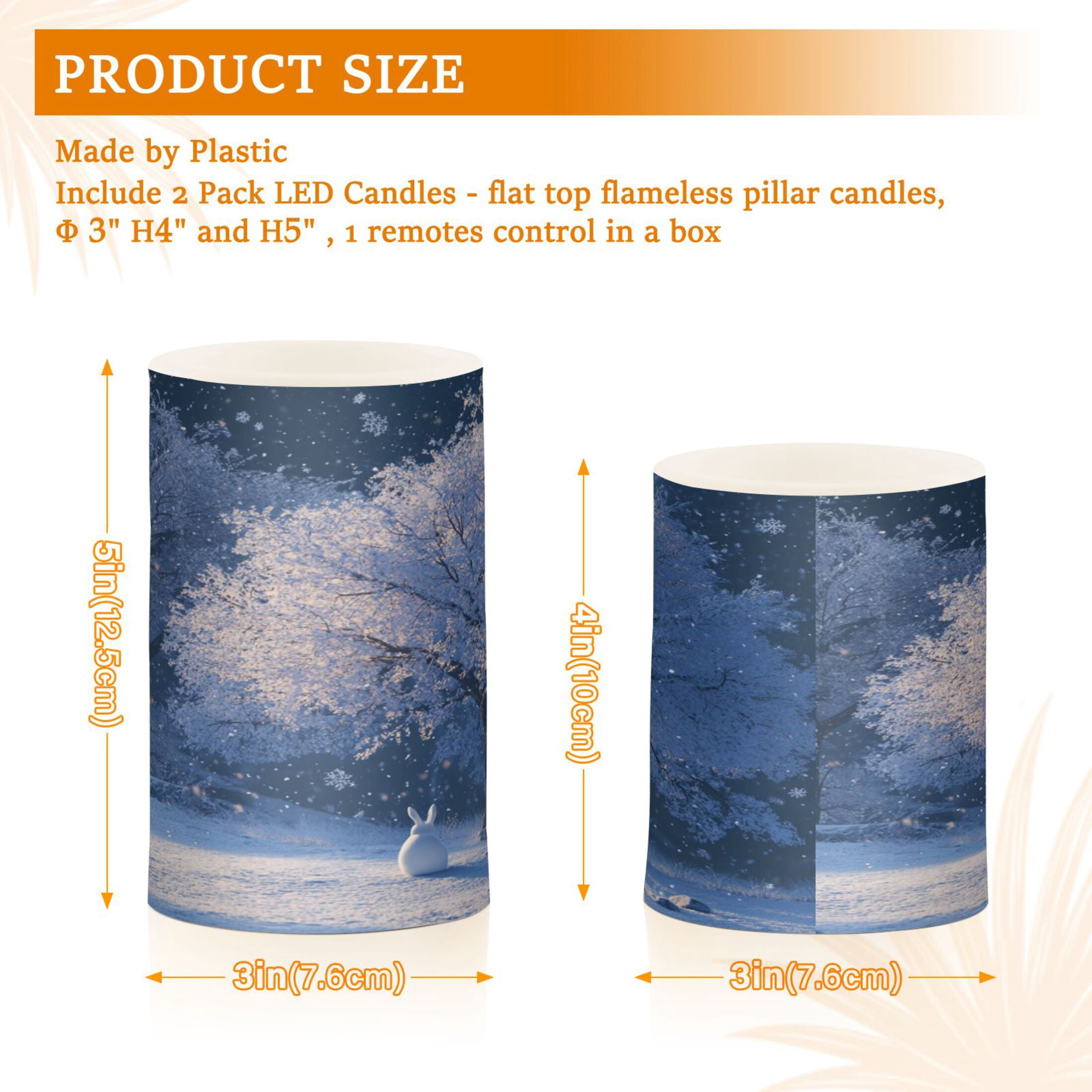 2 PCS Flameless Candles with Remote Timer LED Battery Operated Flickering Candle Light for Wedding Table Home Decoration Gifts Beautiful Winter Night Scene