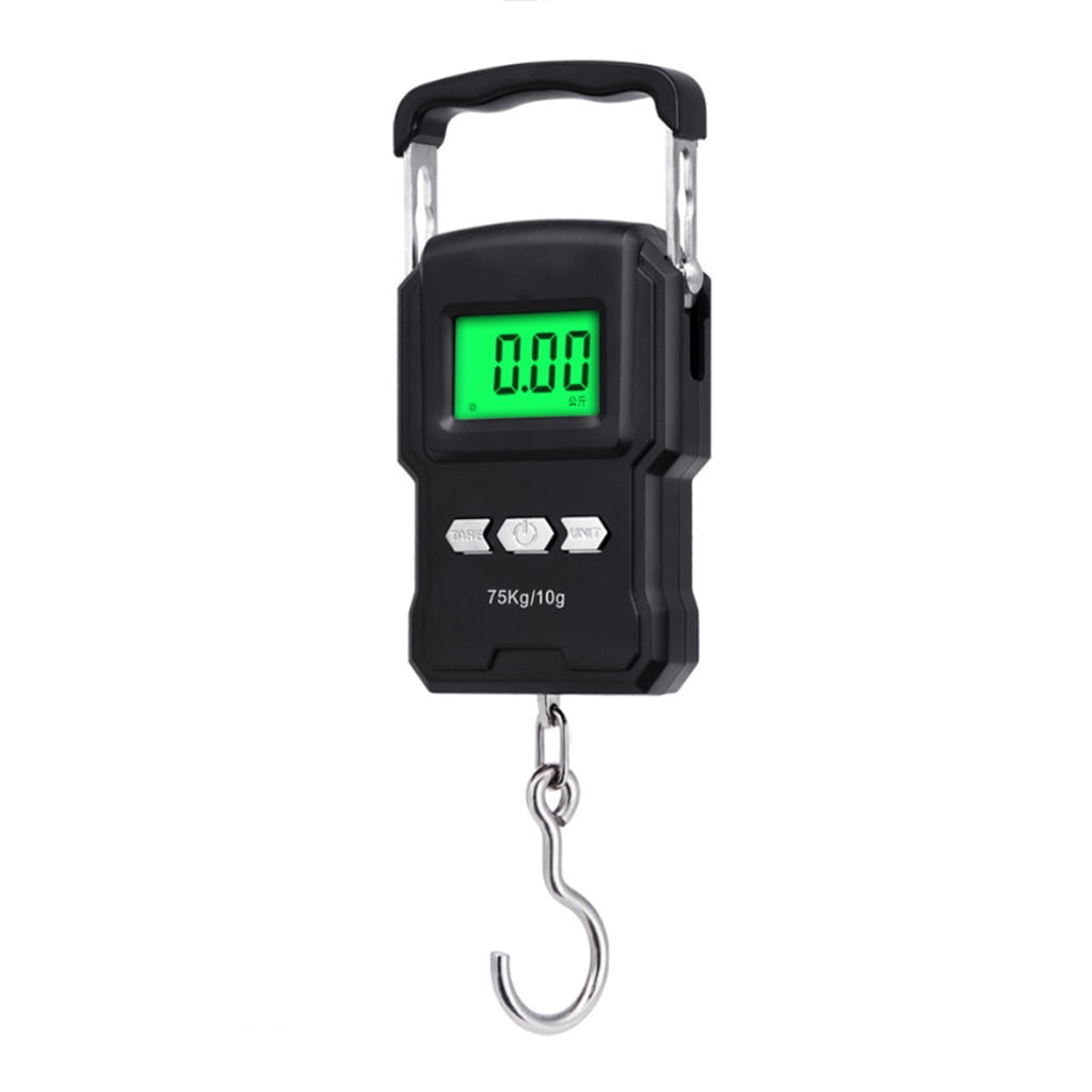 OOKWE Fishing Scales 165lb/75kg Electronic Weighing Balance Digital Hanging  Hook Scale Backlit LCD Screen Measuring Scales Batteries Powered Gadget for  Hunting Postal Kitchen 