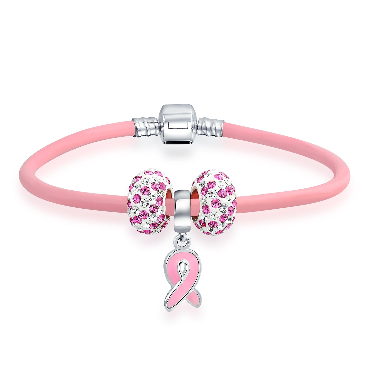 Pink Leather Bracelets with Love Hearts,Dream and Live Your Dream Charm