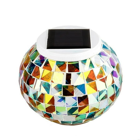 

KEFEI Solar Power LED Mosaic Glass Ball Color Changing Light Garden Lawn Decor Lamp