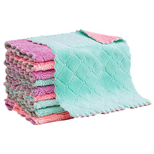 10pcs Microfiber Cloths Towels For Kitchen Wash Windows Surfaces Furniture Cars 