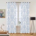 thumbnail image 2 of Blue Boho Floral Kitchen Curtains 84 Inch Length, Farmhouse Middle Century Flowers Grommet Top Bedroom Living Room Curtains, Light Filtering Cafe Curtain Drapes 2 Panels Set 84''x84'', 2 of 9