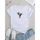 thumbnail image 2 of Camiseta de mujer de verano con Cuello Redondo1pc Women'S Casual Polyester T-Shirt with Abstract Hummingbird Print, Round Neck, Short Sleeve, Comfortable Knit Fabric, Fashionable Animal Pattern Top, 2 of 7