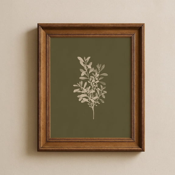 Olive Green Botanical Vintage French Country Wall Decor Art Living Room Bedroom Office