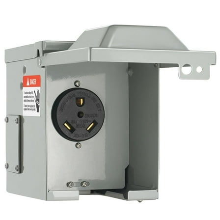 CAFORKP Outdoor RV Power Outlet Box 30A, Lockable Weatherproof TT-30R Receptacle