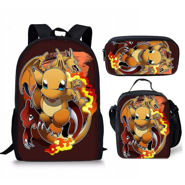 Mochila escolar con estampado de Pokémon de Pikachu de Anime, mochila o cartera para niños, bolso para bolígrafos o conjunto de tres piezas