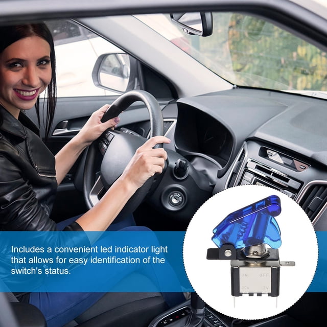 Luxshiny LED Indicator Light Toggle Switch Plate Cover Blue Plastic 1Set for Car Enthusiasts