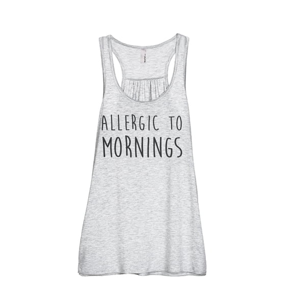 Allergic To Mornings Women's Fashion Sleeveless Flowy Racerback Workout Yoga Tank Top Sport Grey 2X-Large