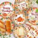 thumbnail image 3 of Platos y servilletas de arce Ormromra suministros de calabaza decoraciones de Acción de Gracias vajilla desechable, 3 of 5