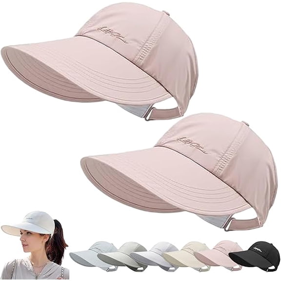 2-Pack UPF Sun Protection Baseball Hat for Men and Women, Adjustable UV Protection Wide Brim Baseball Hollow Top Cap(E)
