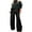 Black, variant on Women Sequins Wide Leg Pants Shiny Loose Casual Elastic High Waist Trousers for Work Office Streetwear