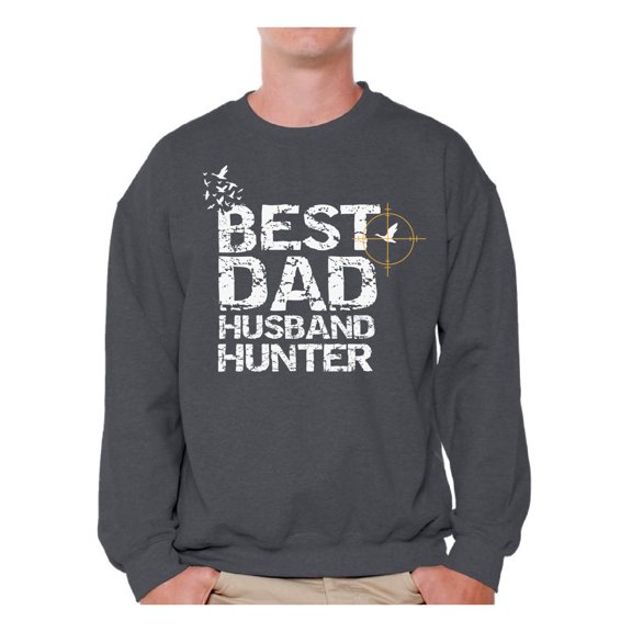 Awkward Styles Best Dad Husband Hunter Crewneck for Him Best Hunter Clothes Hunting Lovers Gifts Cute Gifts for Husband Hunter's Sweater for Dad Best Father Ever Crewneck Best Husband Sweater for Men