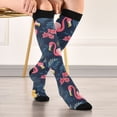 thumbnail image 5 of FORMRS Womens Knee High Socks Casual Long Thick Travel Daily Wear, 1 Pair, Red Floral Flamingo, 5 of 6