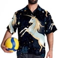 thumbnail image 4 of Starry Unicorn Men's Casual Printed Button Down Short Sleeve Spread Collar Beach Shirts for Summer, Unisex, 4 of 6