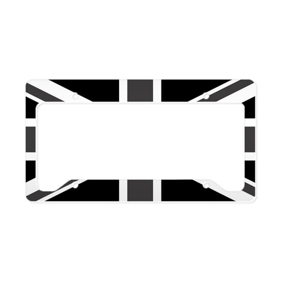 CafePress - Union Jack Black And White License Plate Holder - Aluminum License Plate Frame, License Tag Holder