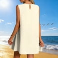 thumbnail image 4 of Vestido Corto para Mujeres Verano Moda Casual Impreso Lado Plisado Cuello Redondo Vestido sin Mangas para el Uso Diario, 4 of 7