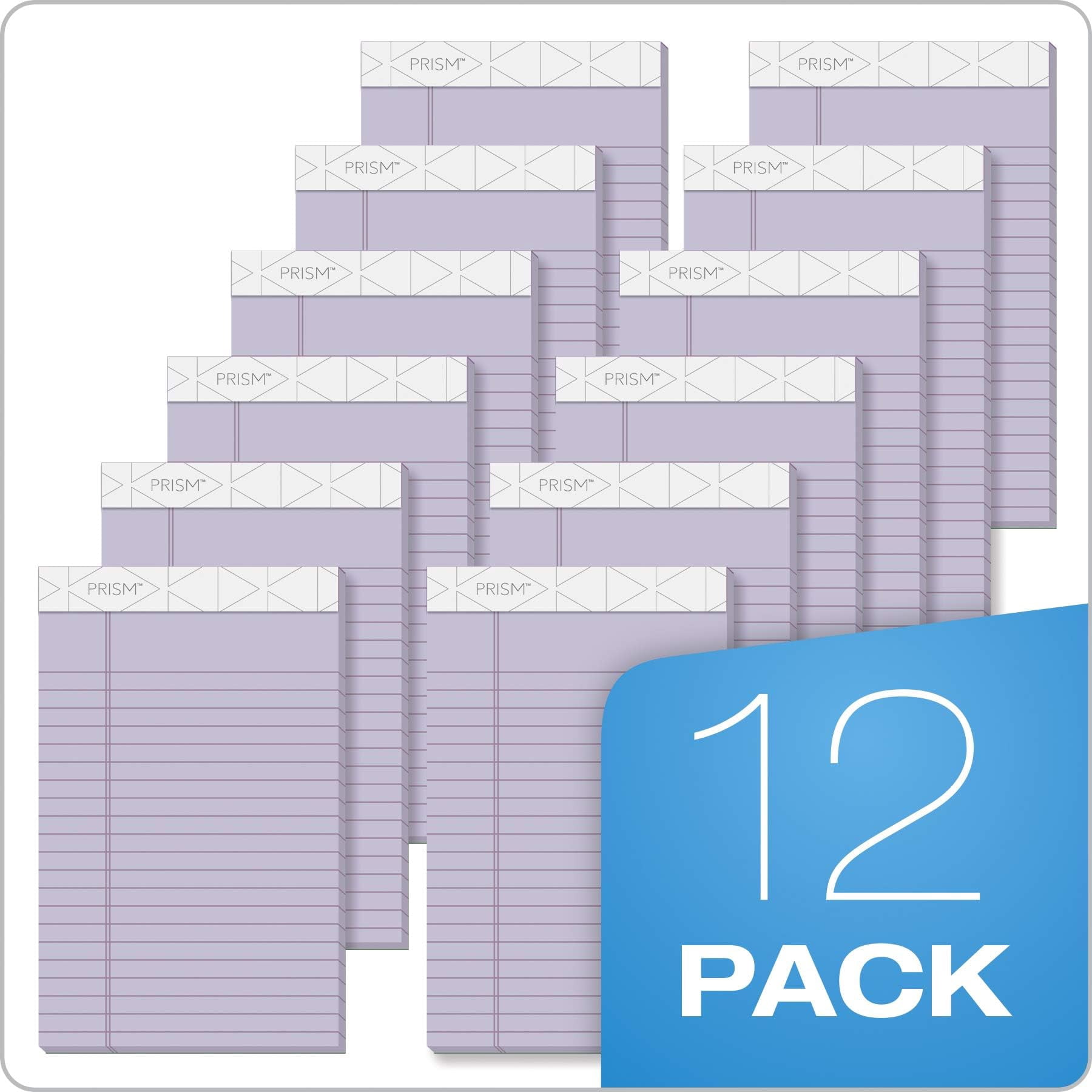 Prism+ Writing Pads  5x 8 Perforated Jr. Legal Ruled Narrow 1/4 Spacing Orchid 50 Sheets 12 Pack (63040)
