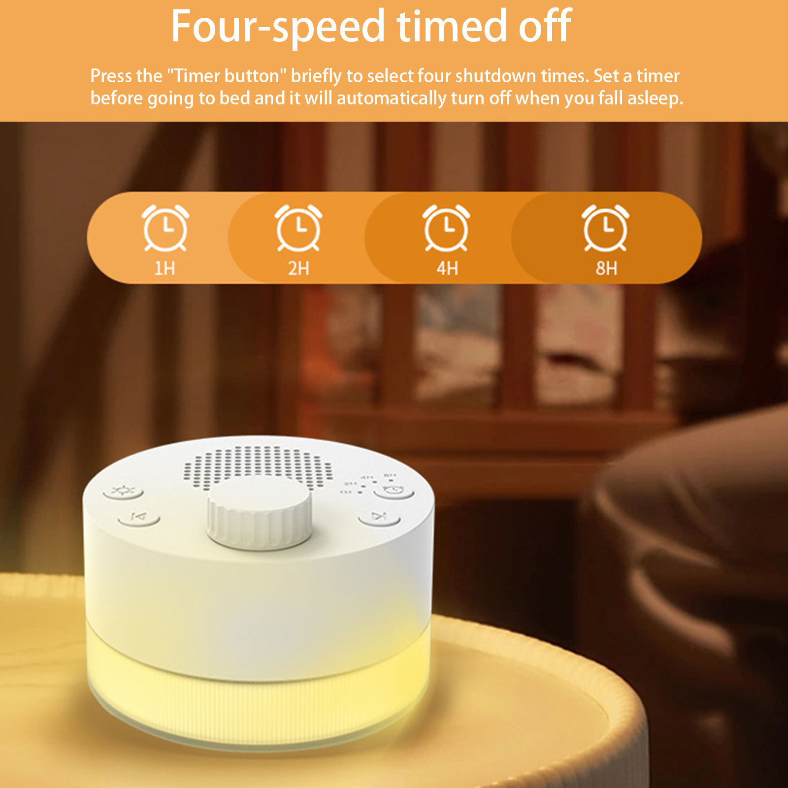 Baby Sleep Aid Machine With 24 Sounds Adjustment Warm Lighting 4 Timer Setting For Home and Travel