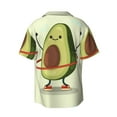 thumbnail image 2 of KLL Cute Avocado Doing Exercise Print Men's Shirt Short Sleeve Button Down Summer Cuba Beach Shirts- Small, 2 of 7