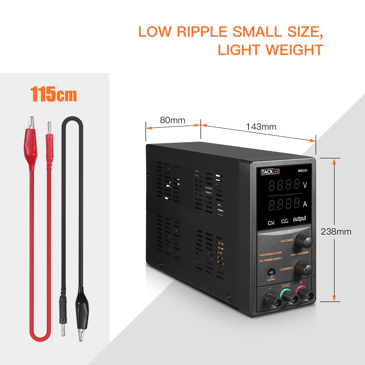 Switching DC Power Supply Variable Tacklife 4 digital LCD display 0-30V/0-5A 