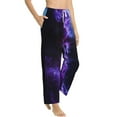 thumbnail image 3 of Cauagu Purple And Blue Nebula Pajama Pants for Women Loose Fit Wide Leg Trouser Pants Casual Elastic Waist Drawstring Lounge Pants, 3 of 6