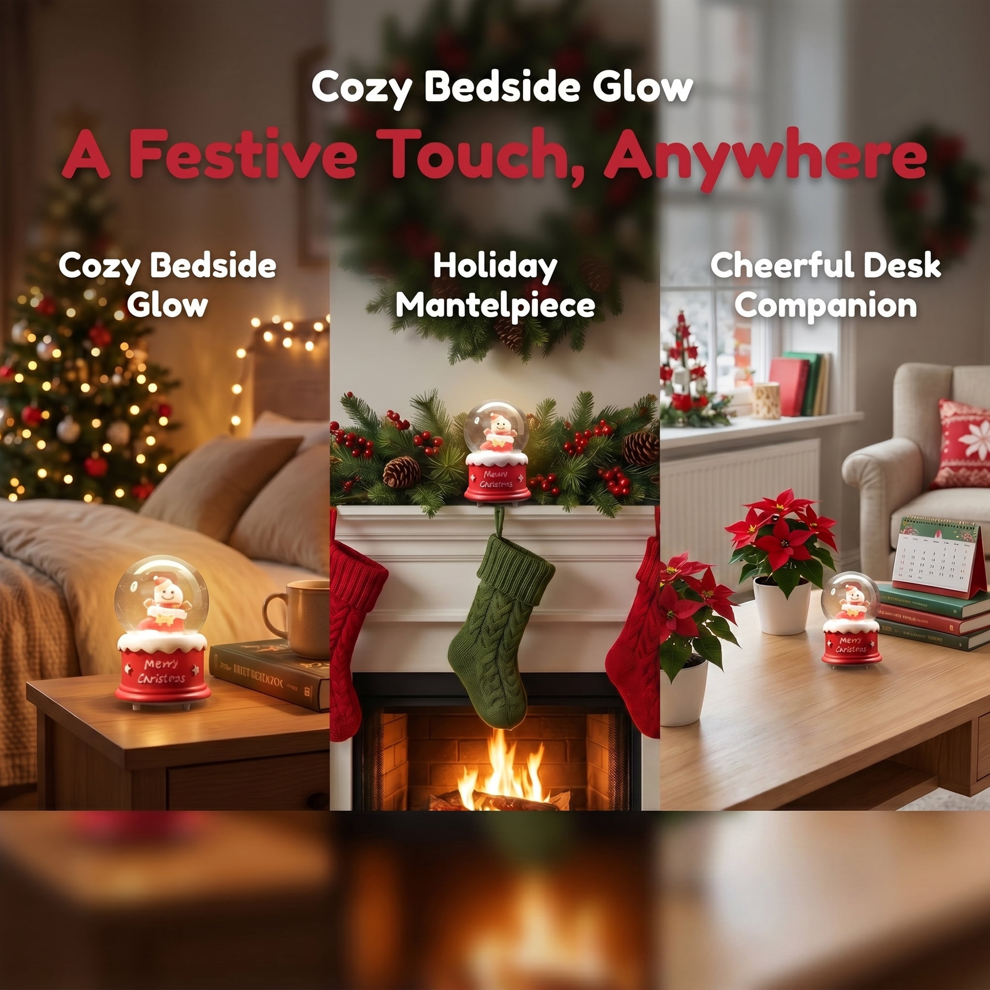 Unique Bargains Light Up Crystal Ball LED Glitter Snow Globe Red K 1.8" x 1.8" x 2.7"