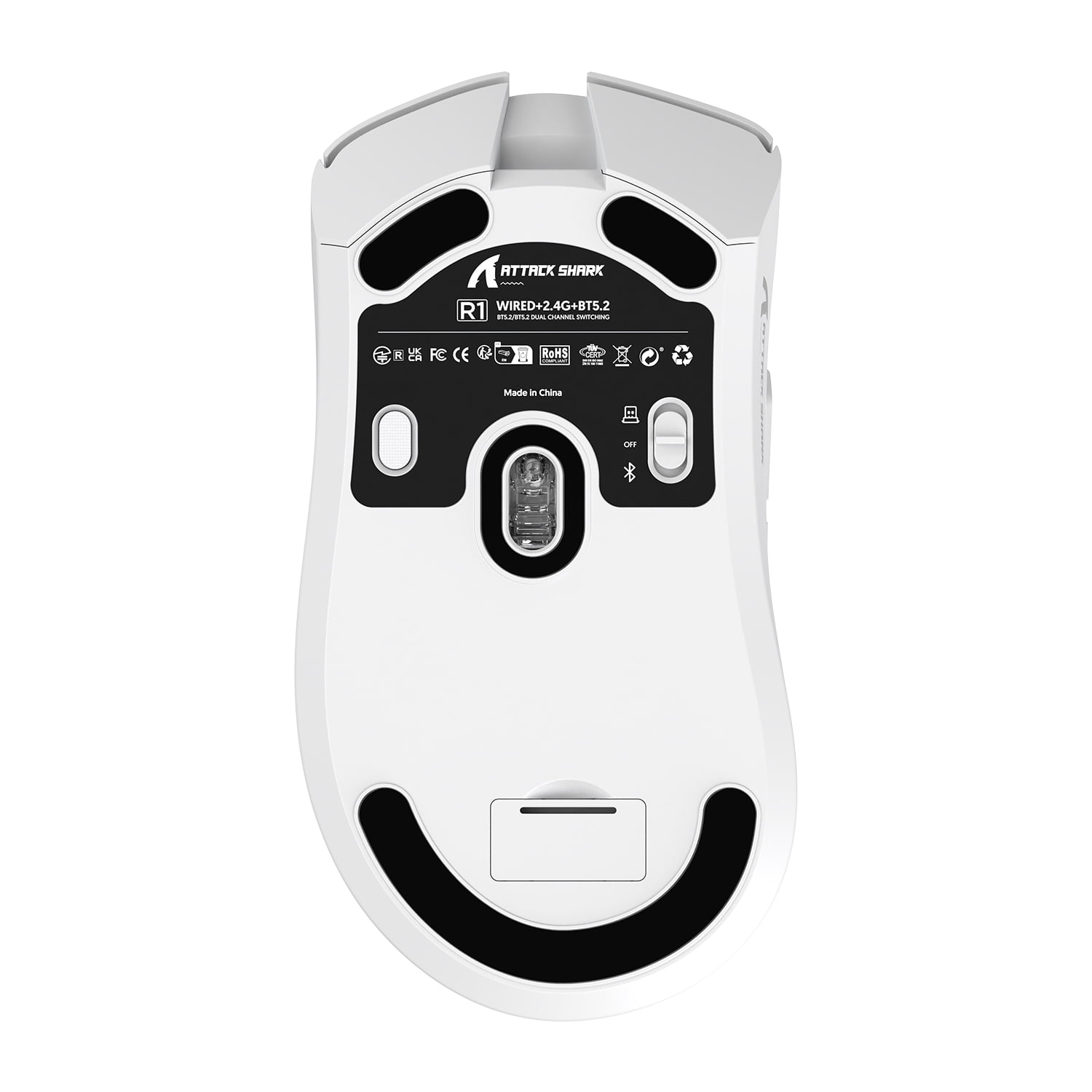 ATTACK SHARK R1 SUPERLIGHT Mouse with Tape, PixArt PAW3311 Gaming Sensor, BT/2.4G Wireless/Wired Gaming Mouse, 6 Adjustable DPI up to 18000, 65 Hrs Battery, Office Mice for Win11/Xbox/PS/Mac