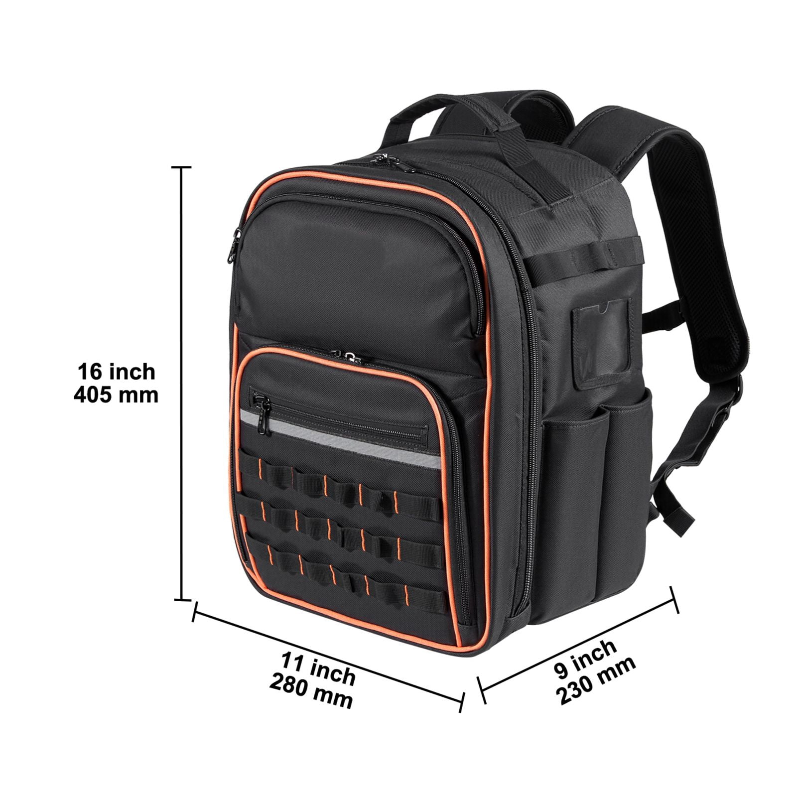 Tool Backpack 49 Pockets 600D Oxford Fabric 50 lbs Capacity with Laptop Compartment for Electrician Repairman