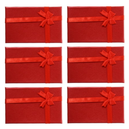 SEWCHICS 6-Pack Red Boxes with Lids and Bowknot, Cardboard Present Cases for Small and Party Favors