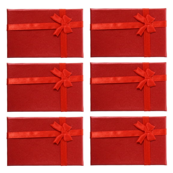 SEWCHICS 6-Pack Red Boxes with Lids and Bowknot, Cardboard Present Cases for Small and Party Favors