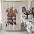 thumbnail image 4 of Independence Day Flower Shower Curtain, 48" x 72", U.S. Flag Freedom Floral Retro Linen Waterproof Bathroom Curtain Washable Shower Curtain Set with 12 Hooks, 4 of 9