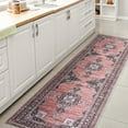 thumbnail image 4 of JONATHAN Y WASHABLE 2 x 8 Runner Rug, Bausch Bohemian Distressed Chenille - Dark Pink/Black/White, WSH201B-28, 4 of 9