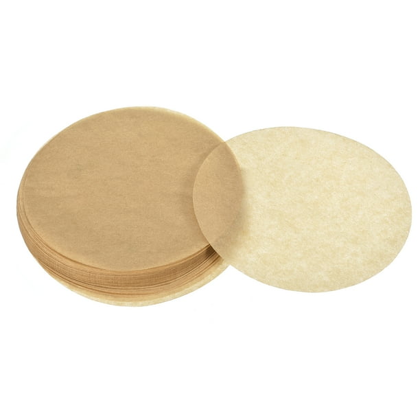 Uxcell 100pcs Parchment Paper Rounds, 4 pulgadas de papel para hornear antiadherente para hornear, asar, freír al aire y vapor, marrón