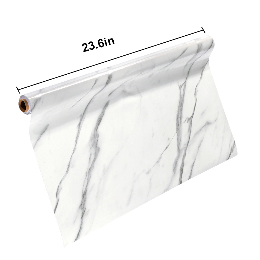 EIMELI 3D White/Gray Marble PVC Wallpaper Thicken Cleanable Self-Adhesive Paper for Countertops Removable Peel and Stick Wallpaper Wall DIY Design 1.96 x 16.4 ft Back Splashes for Kitchens