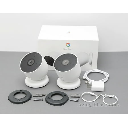 Good Google GA01894-US Nest Cam Indoor/Outdoor Camera 2 Pack - White FULLSET W/ LOOPS