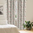 thumbnail image 3 of Ambesonne Summer 4-Panel Curtains, Wave Floral Heart Swirls, 56"x95", Eggshell Vermilion Black, 3 of 4