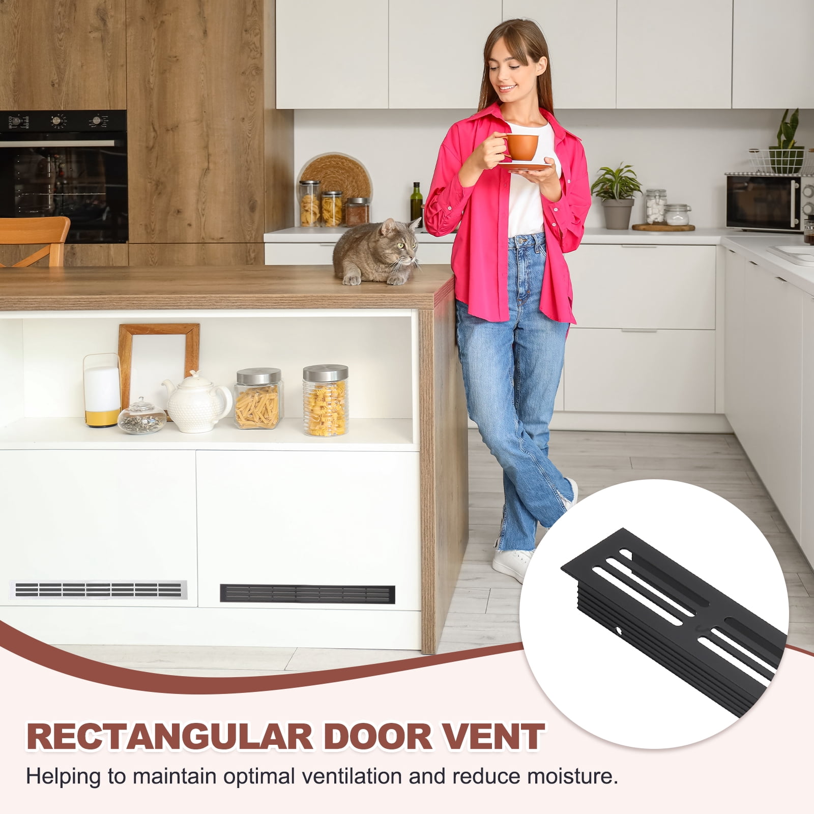Uxcell 3 Pcs Door Air Vent Cover, 16 x 1.2 (Outer Dimensions) Inch Aluminum Louvered Ventilation Grille Rectangle Toe Kick Vent with Mounting Screws for Shoe Cabinet Wardrobe, Black