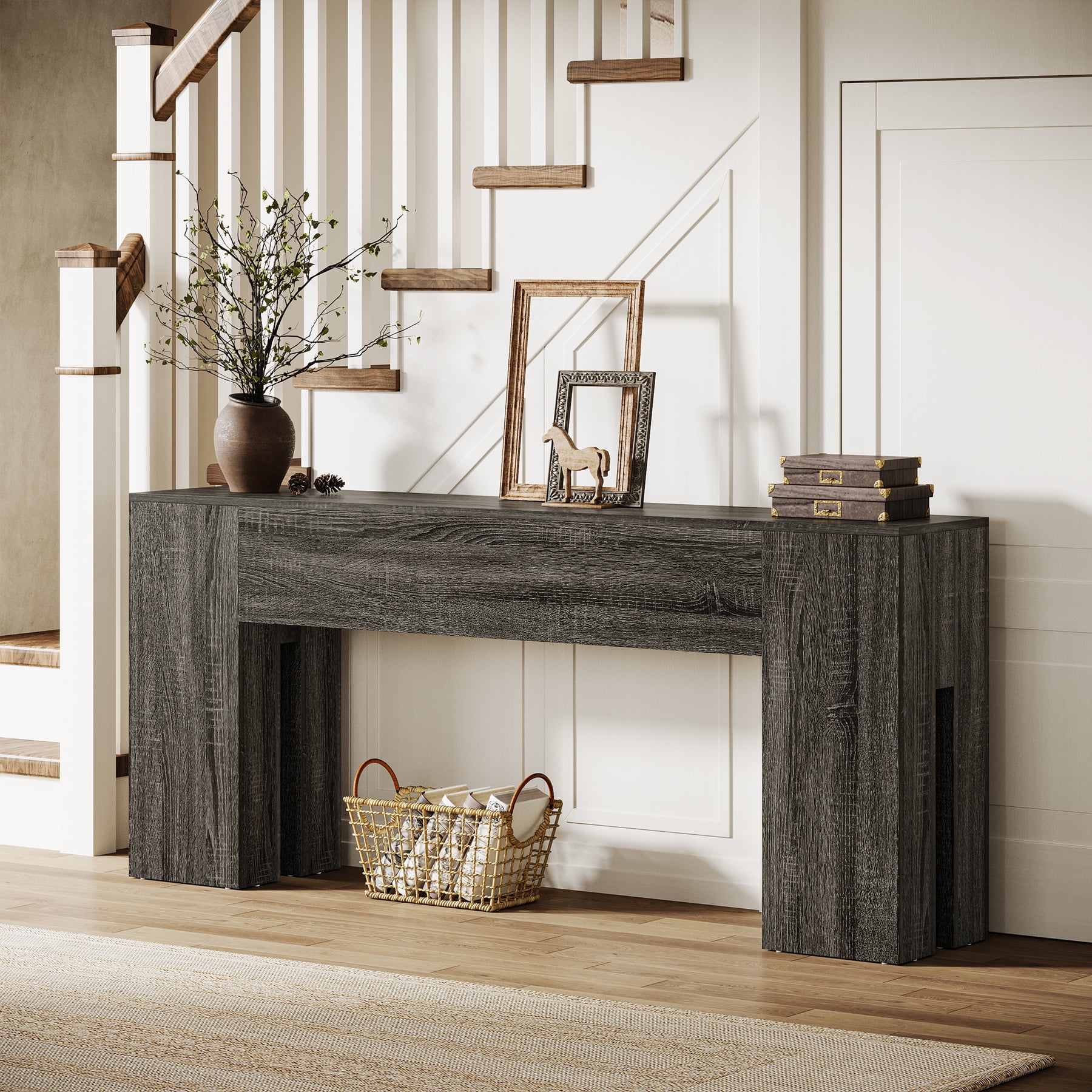 Tribesigns 71-inch Long Console Table for Entryway, Farmhouse Sofa Console Behind Couch, Entry Table for Hallway, Foyer, Living Room, Gray