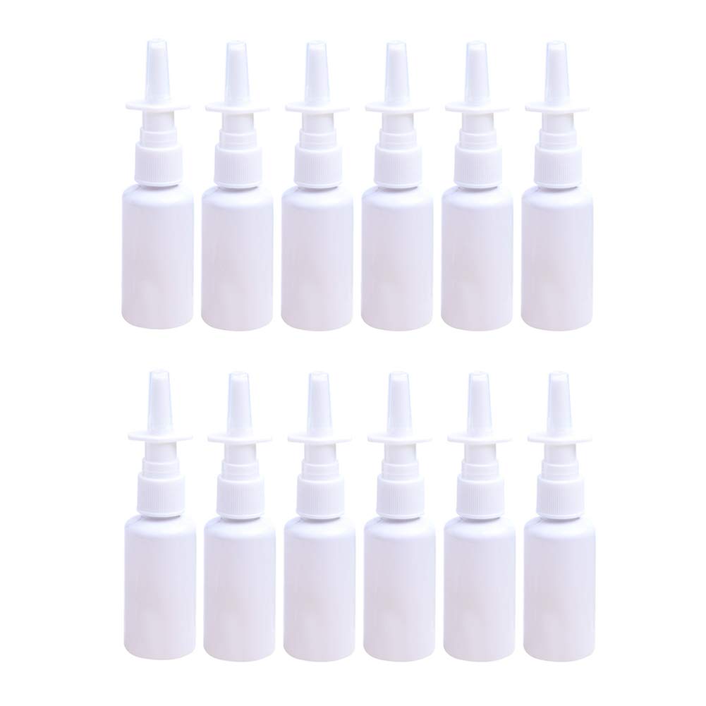 10 Pack 30ml (1oz) Empty Nasal Spray Bottles - Refillable Fine Mist Pump Sprayers With Funnels & Labels