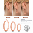 thumbnail image 6 of YOUNGYUE Rose Gold Plated Hoop Earrings for Women, Lightweight Hypoallergenic 50mm Braided Leaf Large Hoops Gift, 6 of 7