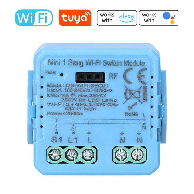 Wifi Push Button Normal Switch Module Home Electrical Appliance 1 Gang Switch Control Module Mobilephone APP Remotely Control Compatible Home for Voice Control