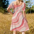 thumbnail image 3 of Pink Abstract Wavy Pattern Design Short Sleeve Dress Clothes Women's Summer Dress Elegant Dress Daily Dresses For Woman, 3 of 9