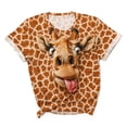 thumbnail image 5 of Xdegoge Womens 3D Giraffe Animal Print T Shirt Funny Graphic Tees Short Sleeve Crewneck Casual Summer Tops Cute Novelty Shirts Holiday Party Gifts S-5XL, 5 of 5