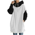 thumbnail image 2 of Womens Long Hoodies Pullover,Women's Patchwork Zipper Long Sleeve Hooded Sweatshirts with Pockets Fall Winter Fashion Casual Loose Coat Tops, 2 of 7