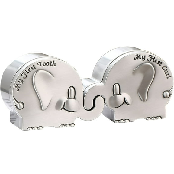 LAMIRO Baby Tooth Holder Keepsake Box Elephant First Tooth and Curl Storage Gift