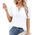 thumbnail image 2 of Blusas Tipo Túnica para Mujer, Informales, con Cuello en V, Corta, Blusas de Verano con Mangas Abullonadas y Volantes. XXL, 2 of 9