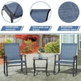thumbnail image 6 of Walsunny 3 Pieces Rocking Bistro Patio Furniture Rocker Set with 2 Outdoor Rocking Chairs and 1 Glass Coffee Table for Porch Deck Lawn,Deep Blue, 6 of 9