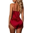 thumbnail image 3 of Outfits for Women Belted Lace Deep V Neck Solid Print Sleeveless Cami And Shorts 2 Piece At Home Wear Women's Clothing Sets Red L, 3 of 6